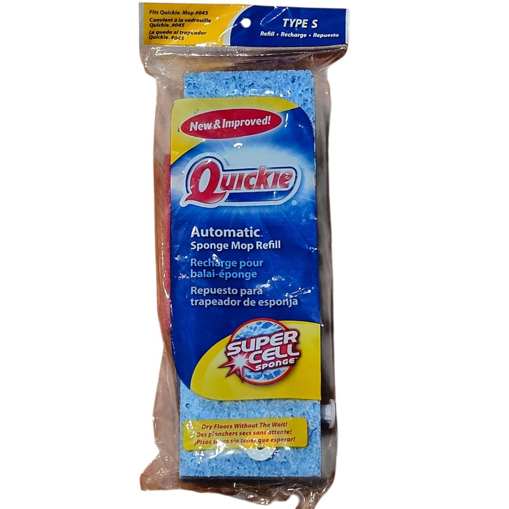 Quickie Clean Squeeze Sponge Mop Refill Type S - Fits Quickie Mop #045